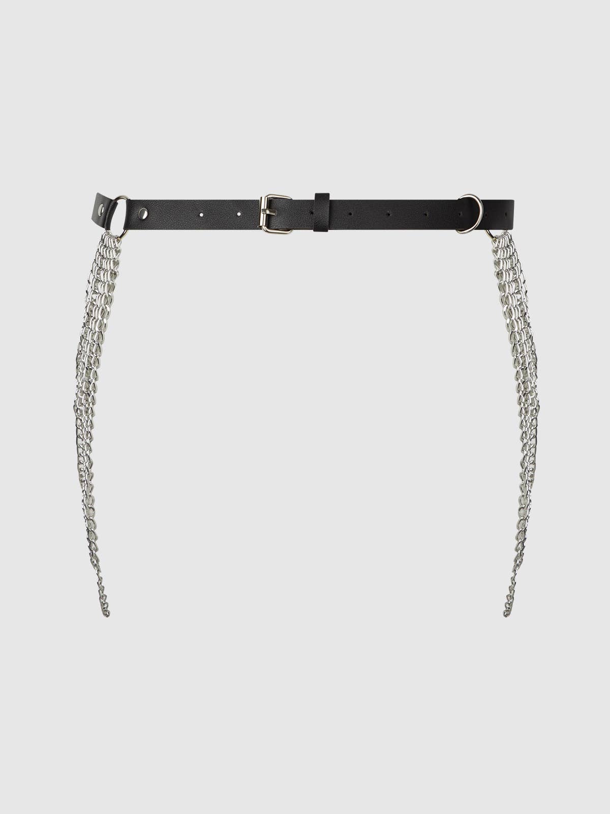 CHAIN & LEATHER-LIKE DRAPED GARTER