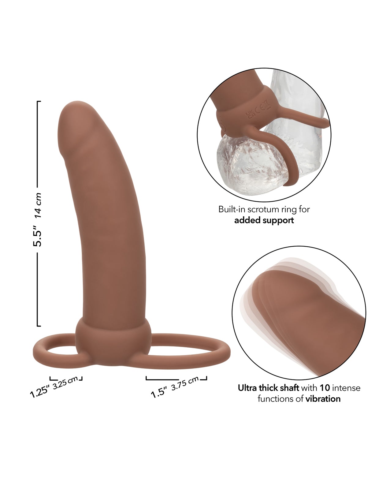 Performance Maxx Rechargeable Thick Dual Penetrator - Brown by California exotic novelties
