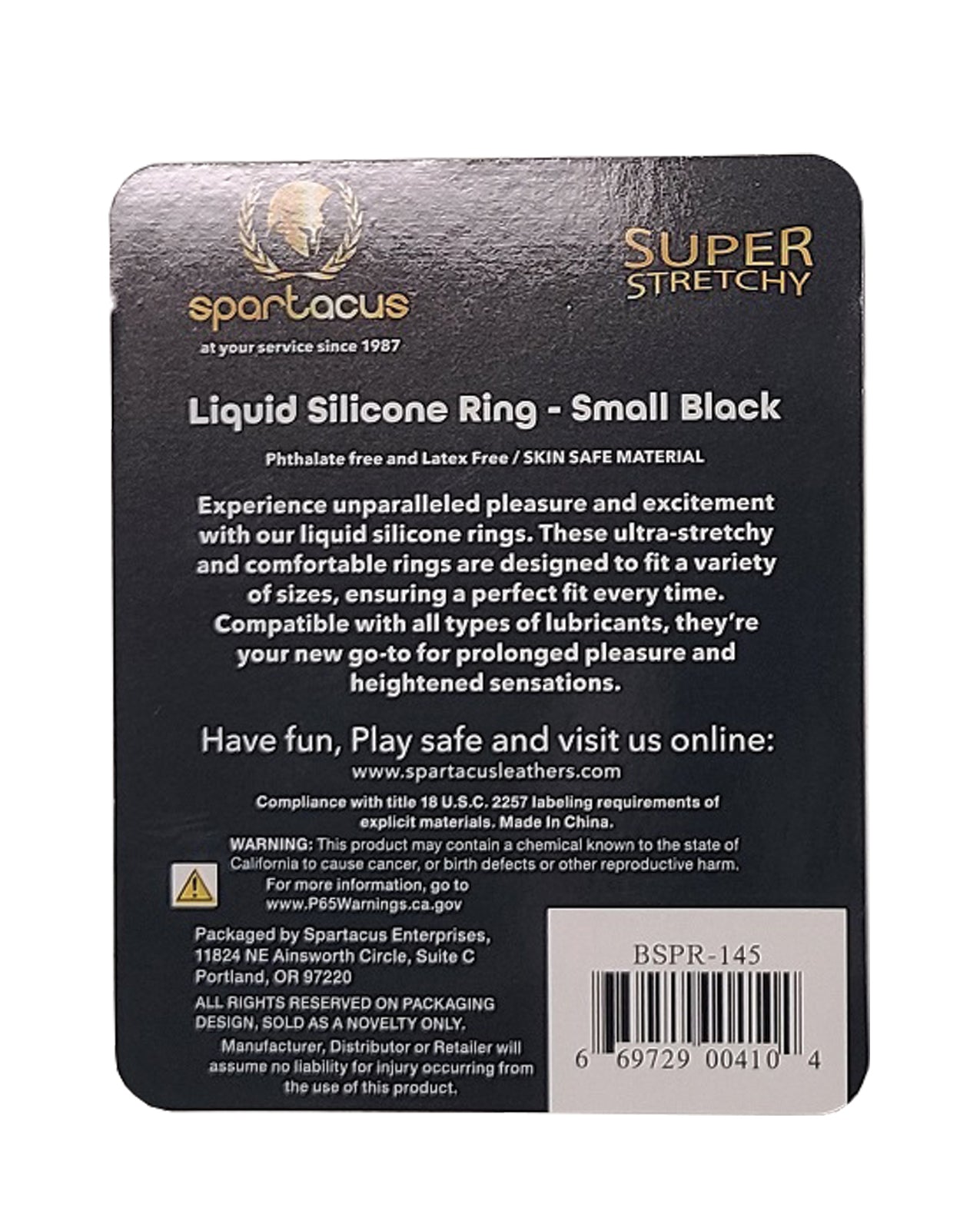Spartacus Liquid Silicone Cock Ring Small - Black by Spartacus