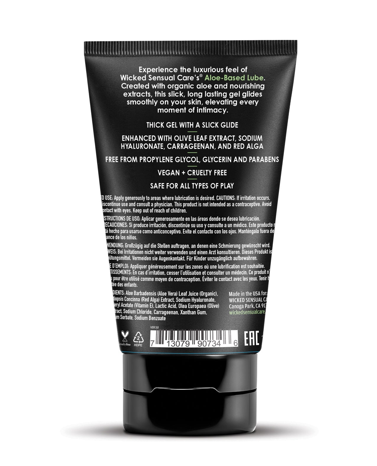 Wicked Sensual Care Aloe Vera Based Intimate Lubricant - 4 oz by Wicked sensual care