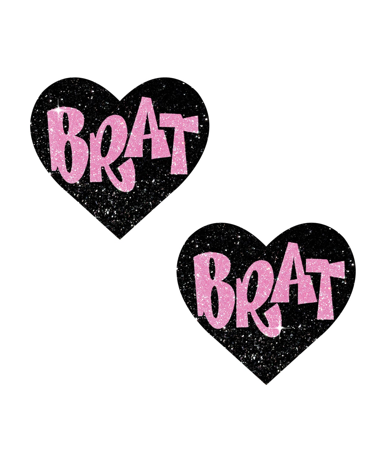 Neva Nude Brat Glitter Heart Pasties - Black/Pink O/S by Neva nude