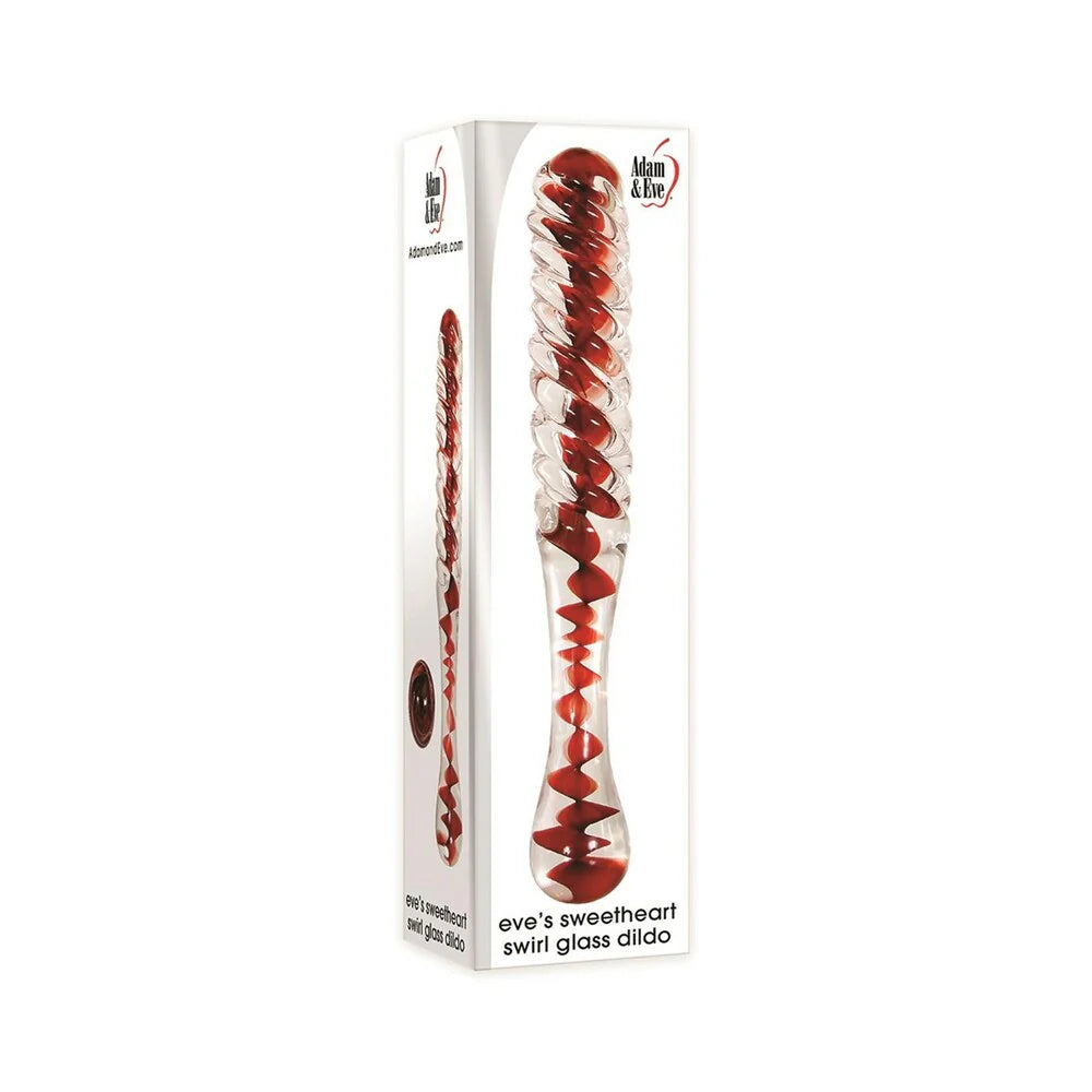 Adam & Eve Eve's Sweetheart Swirl Glass Dildo by PHE/Adam and Eve