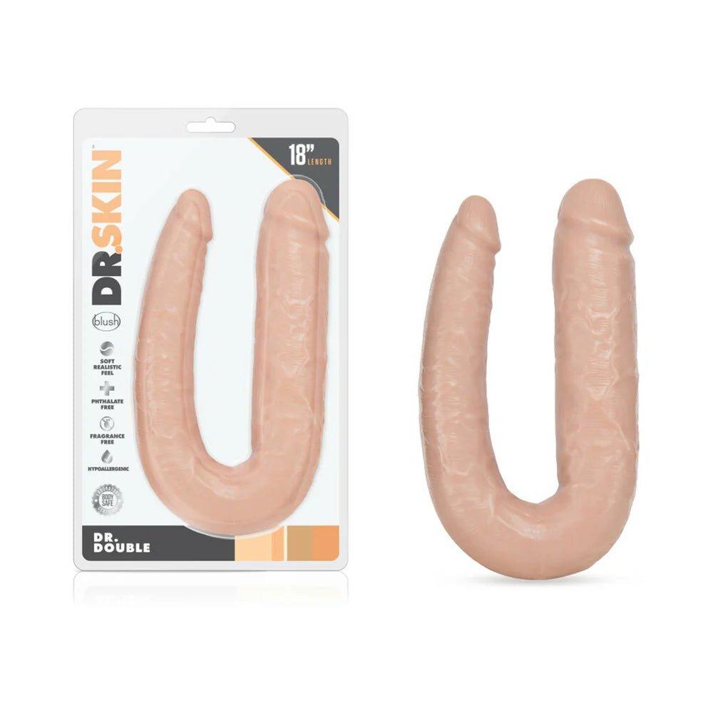 Dr. Skin Dr. Double Realistic 18 in. Dual-Ended Dildo Beige by Blush