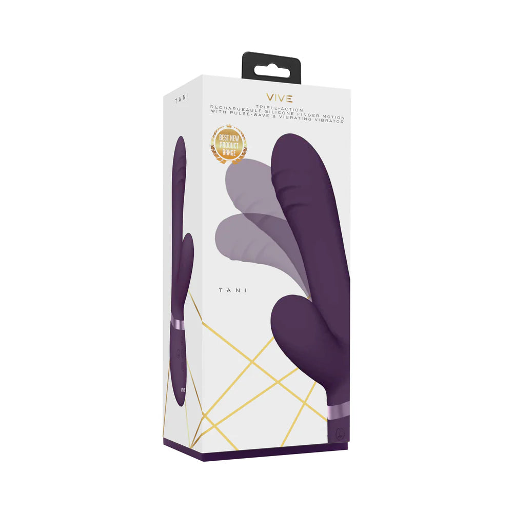 VIVE TANI Rechargeable Finger Motion With Pulse-Wave & Vibrating Silicone Dual Stimulator Purple by Shots America LLC