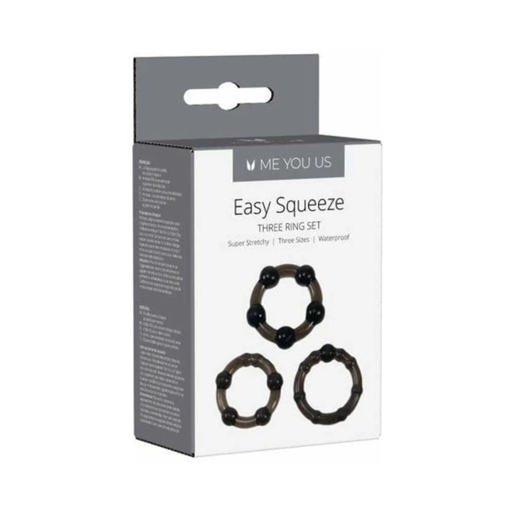 Me You Us Easy Squeeze 3-Piece Cockring Set Black by Simply Pleasure Ltd