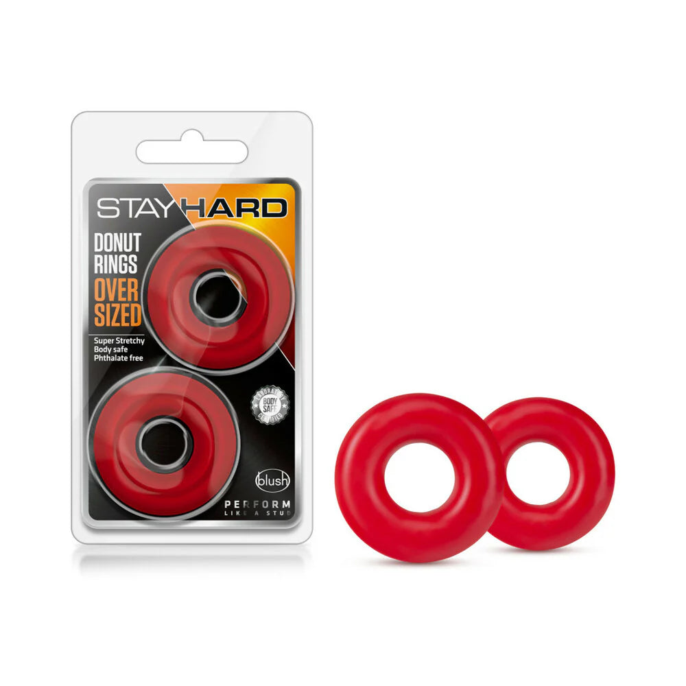 Stay Hard Donut Rings Oversized Cockring 2-Pack Red by Blush