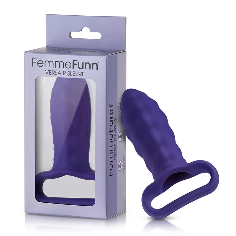 FemmeFunn Versa P Sleeve Textured Silicone Bullet Sheath Dark Purple by Vvole