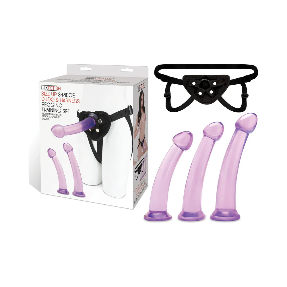 Lux Fetish Size Up 3-Piece Dildo & Harness Pegging Training Set by Electric EEL Inc.