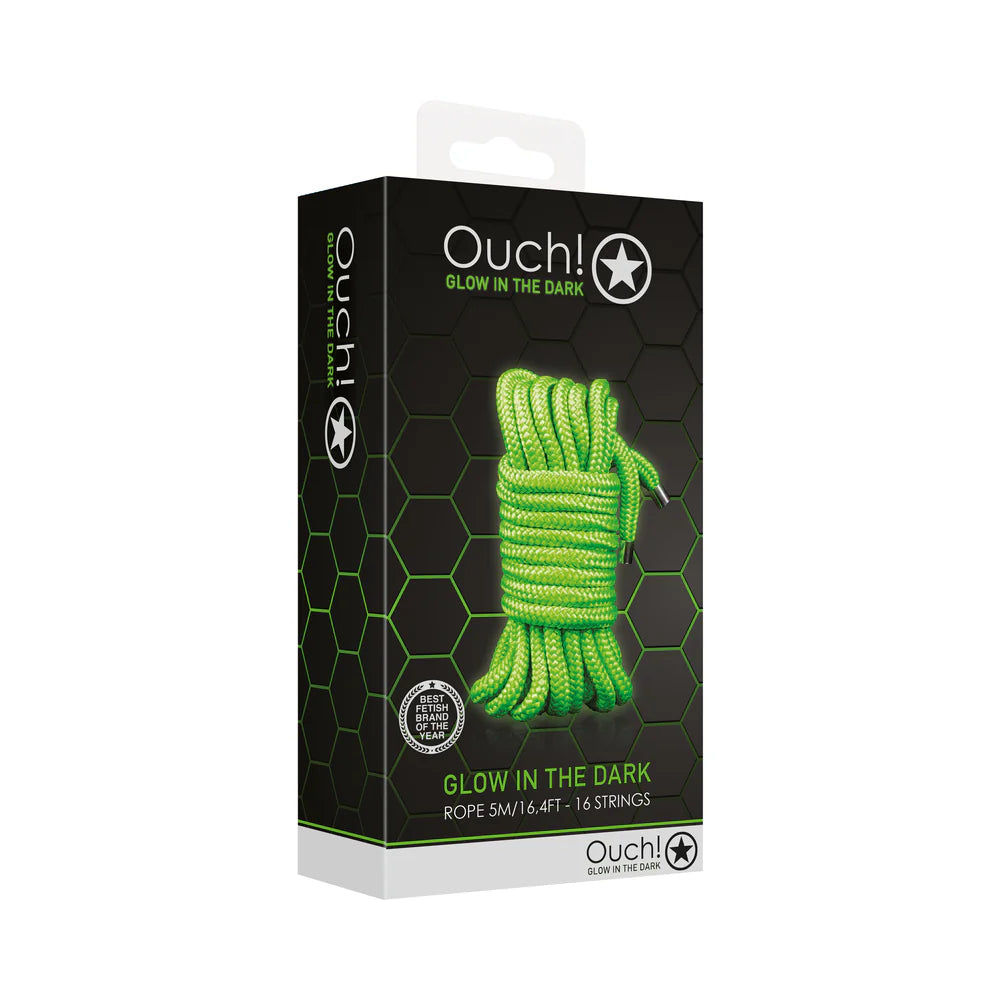 Ouch! Glow in the Dark Rope 5 m / 16 ft. Neon Green by Shots America LLC