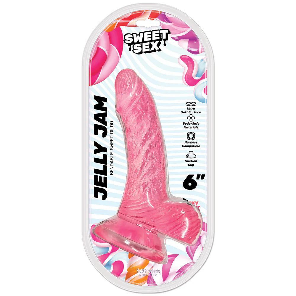 Sweet Sex Jelly Jam Bendable 6 in. Jelly Dildo Pink by Hott Products Unlimited