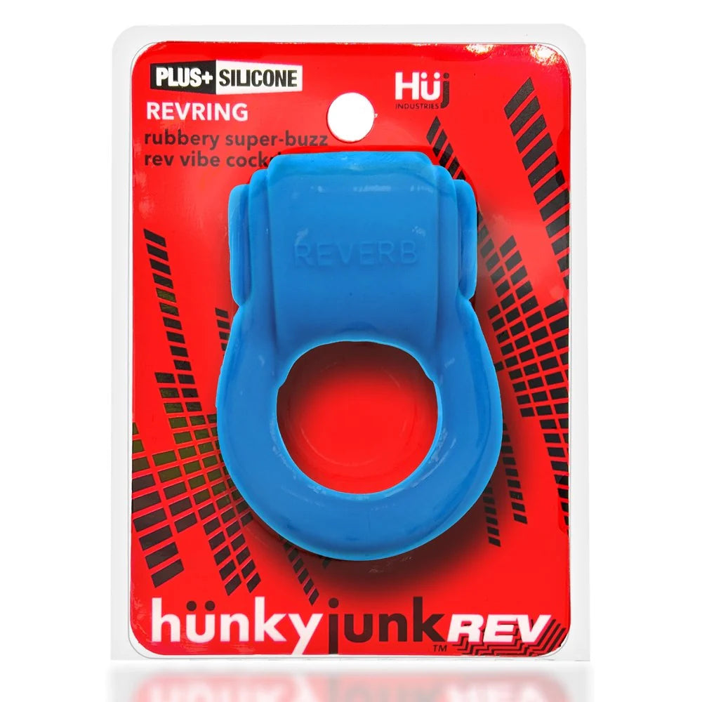 Hunkyjunk Revring Cockring with Bullet Vibrator Teal Ice by Blue Ox Designs, Oxballs