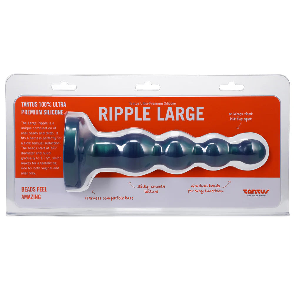 Tantus Ripple Large 8 in. Anal Beads Dildo Medium-Firm Malachite by Tantus
