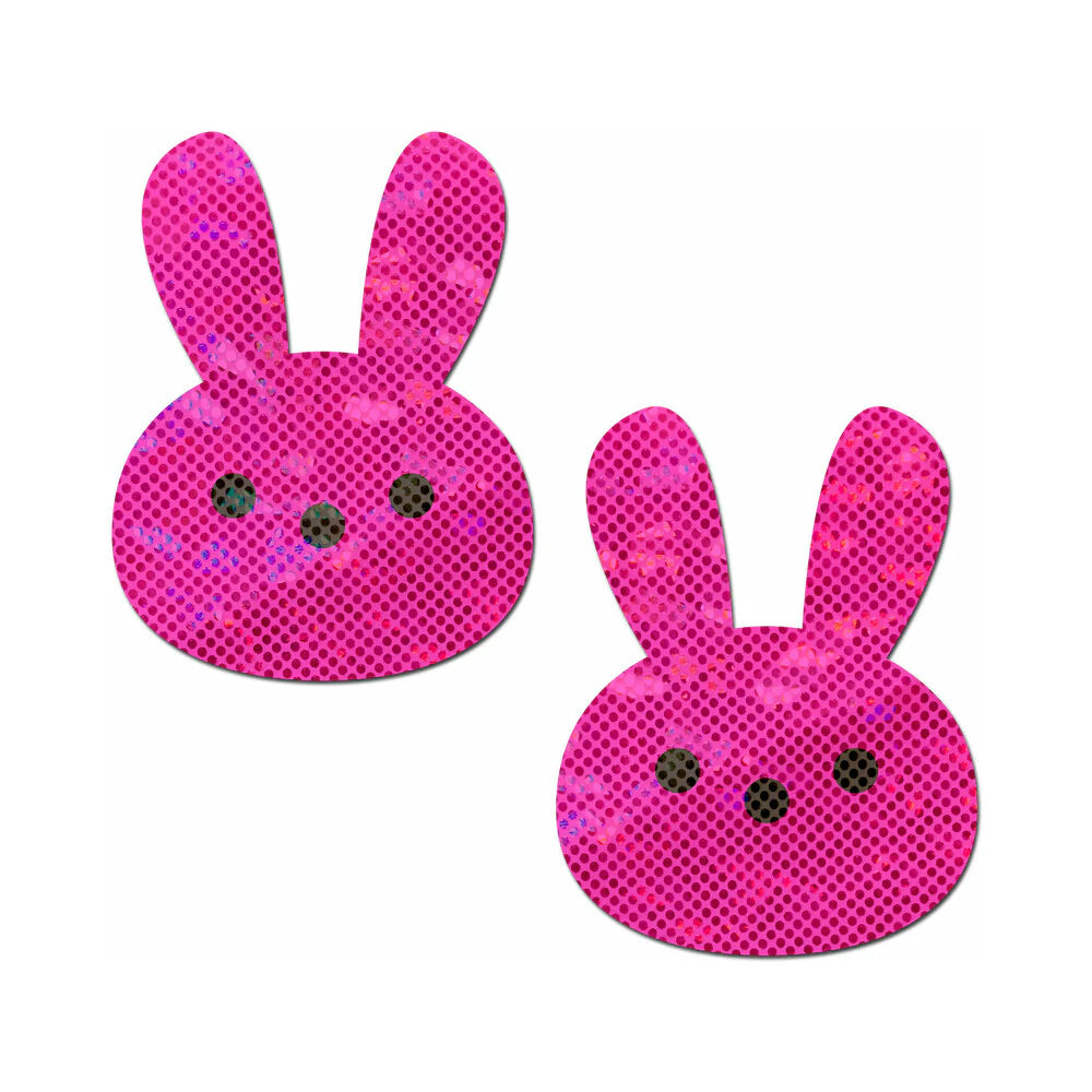 Pastease Glittery Pink Marshmallow Easter Bunny Nipple Pasties by Pastease