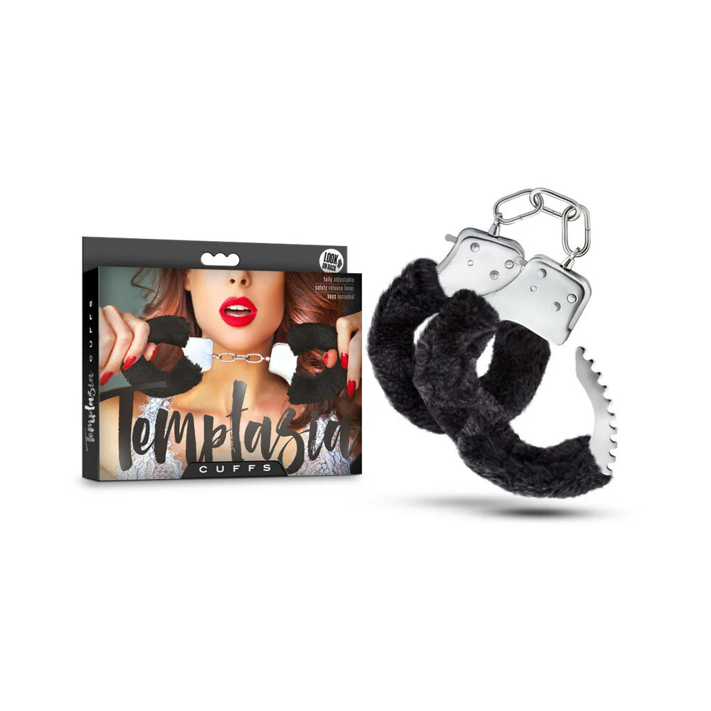 Temptasia Adjustable Faux Fur Cuffs Black by Blush