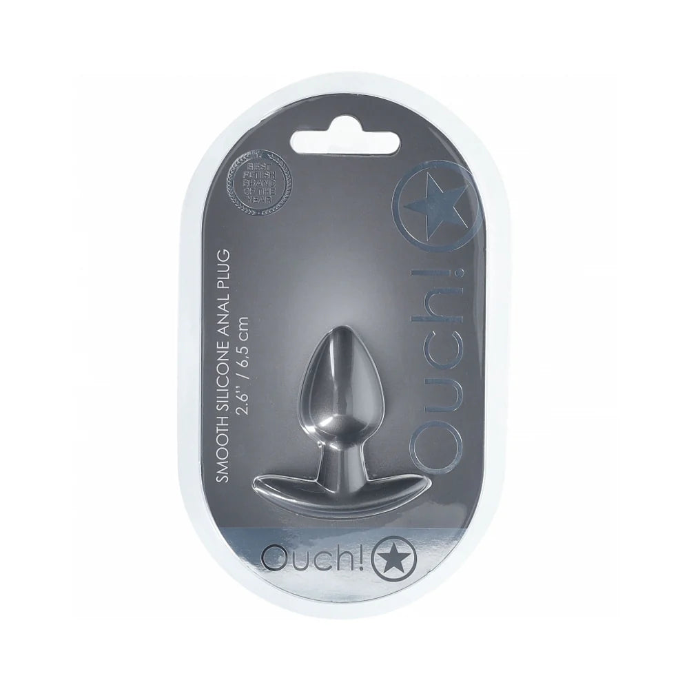 Ouch! Smooth Silicone Anal Plug Small 2.6 in. Gun Metal by Shots America LLC
