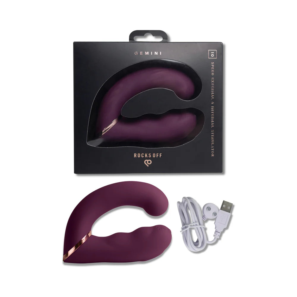 Rocks-Off Gemini Dual Stimulator Burgundy by Rocks-Off