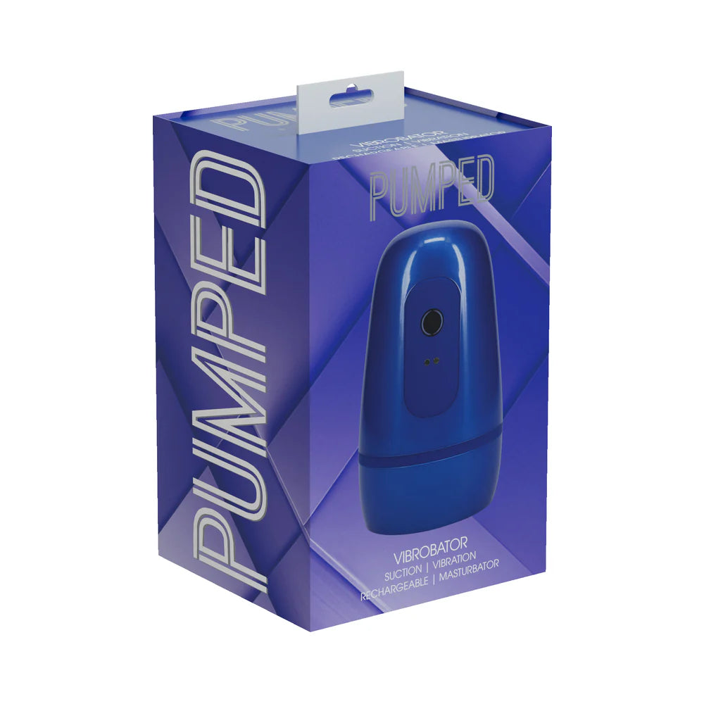 PUMPED Vibrobator Masturbator Negative Pressure Suction Vibration Metallic Blue by Shots America LLC