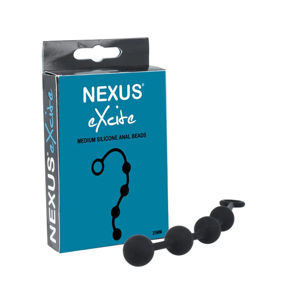 Nexus EXCITE Anal Beads Silicone Medium Black by EQOM Novelties Ltd dba Nexus