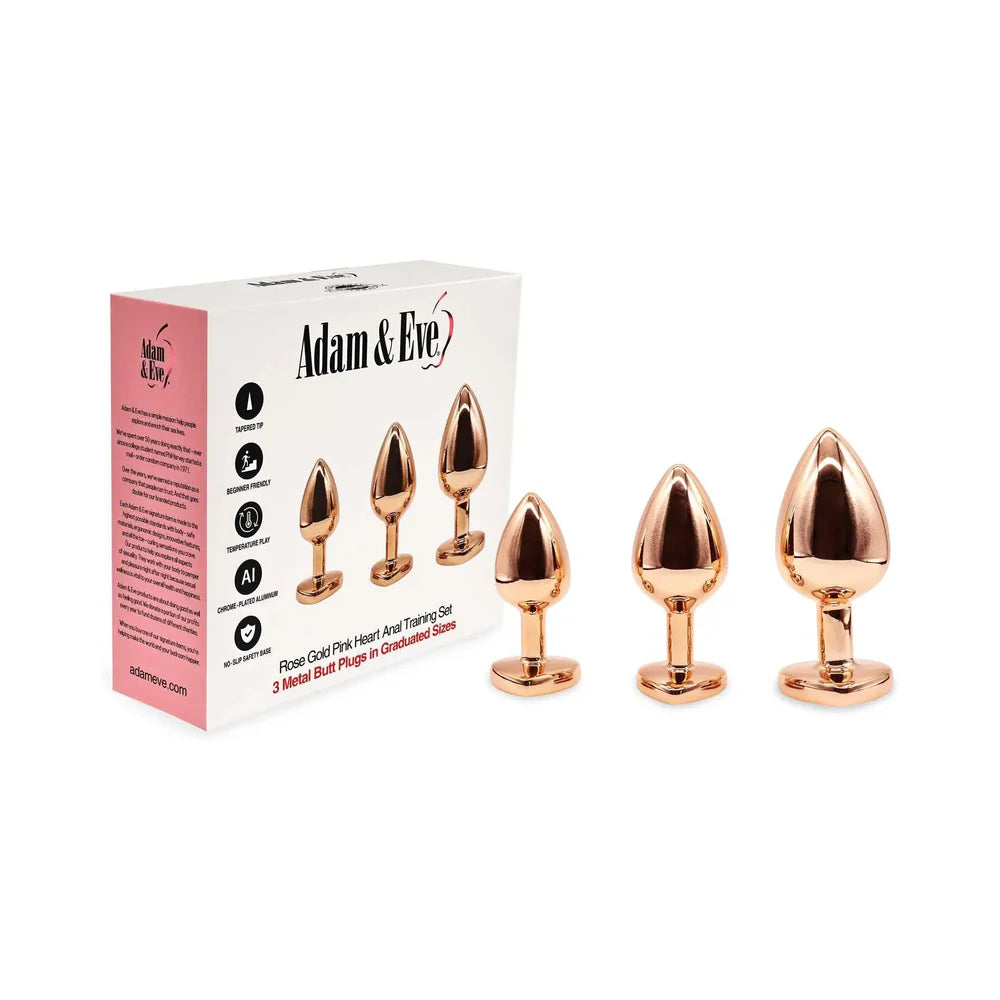 Adam & Eve Rose Gold Pink Heart Anal Plug Training Set by PHE/Adam and Eve