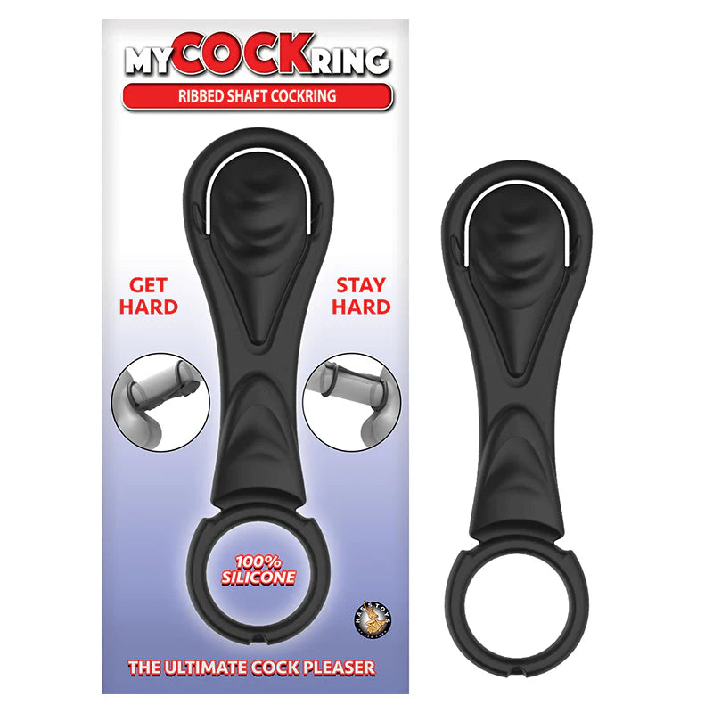 My Cockring Ribbed Shaft Cockring Black by Nasstoys