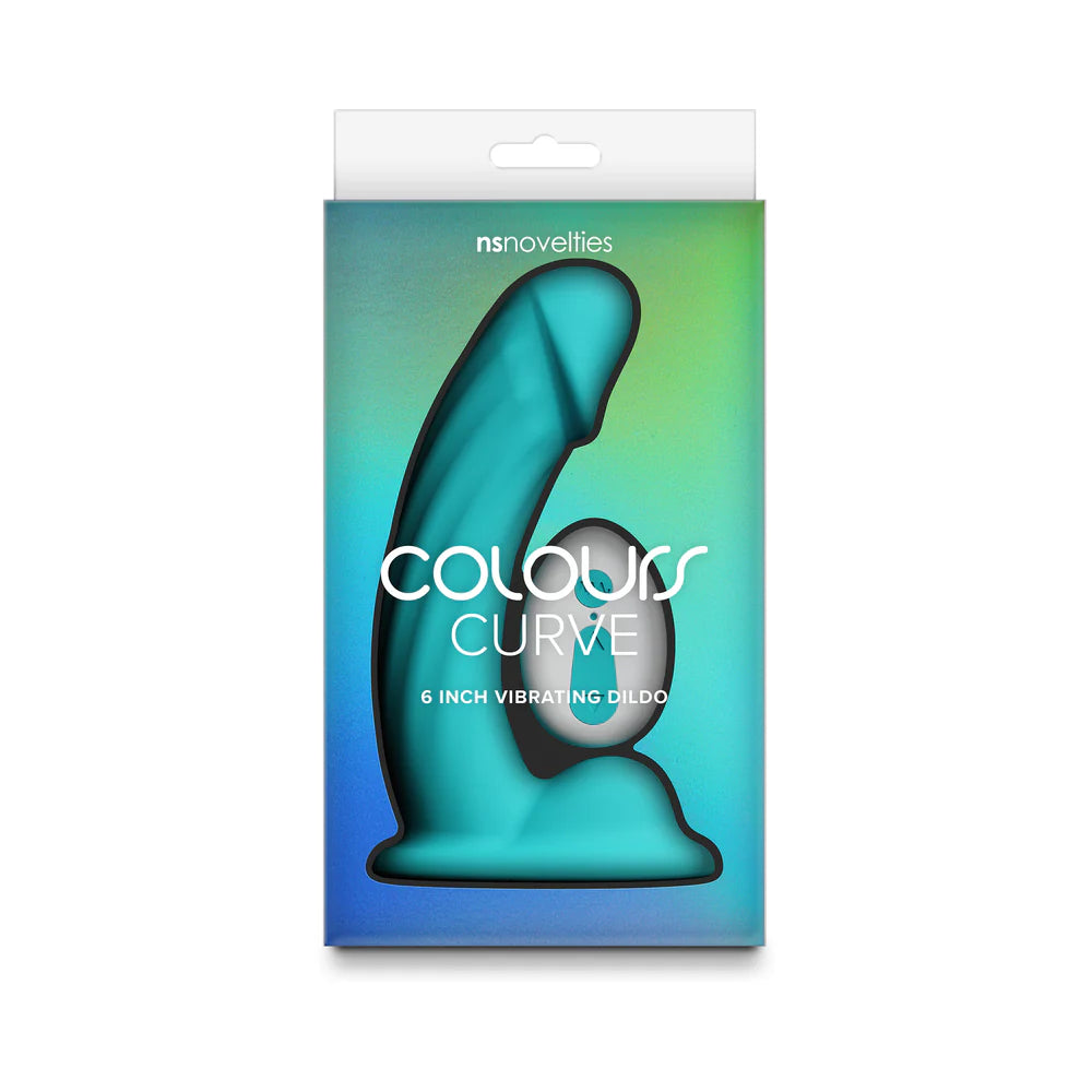 Colours Curve Vibrating 6 in. Dildo Teal by New Sensations Novelties Inc.