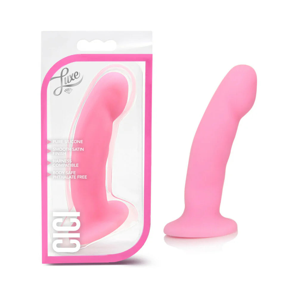 Luxe Cici 6.5 in. Curved Silicone Dildo Pink by Blush