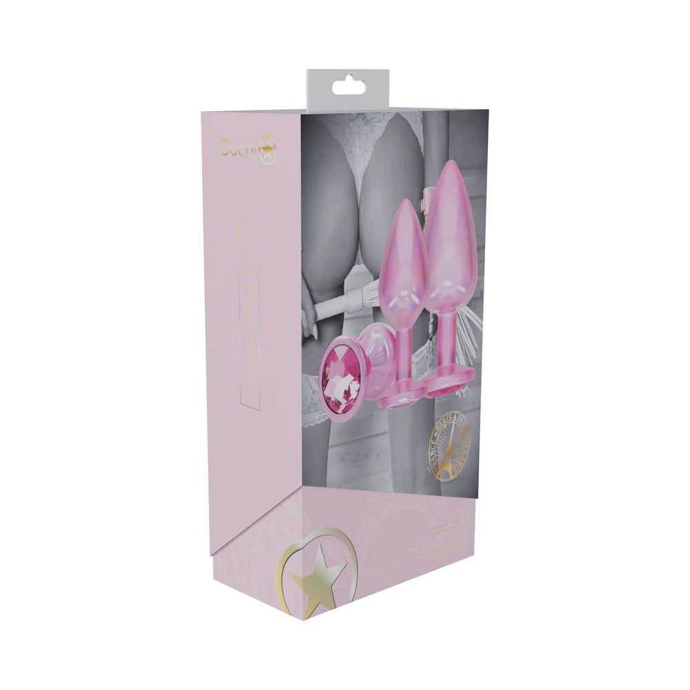 Ouch! International Paris Collection Metal Anal Plug Set Pink by Shots America LLC