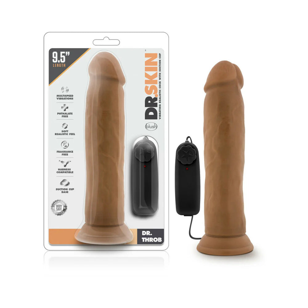 Dr. Skin Dr. Throb Realistic 9.5 in. Vibrating Dildo Tan by Blush