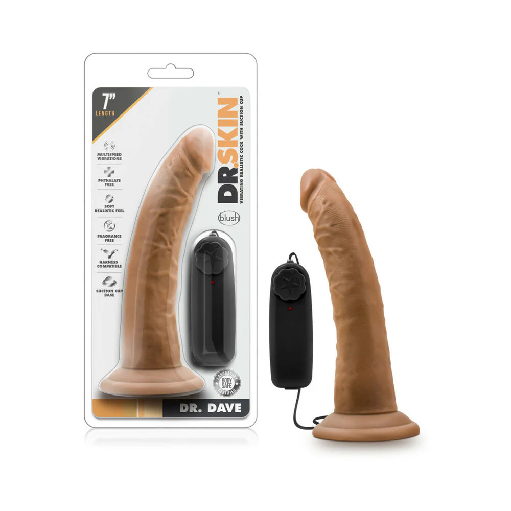 Dr. Skin Dr. Dave Realistic 7 in. Vibrating Dildo Tan by Blush