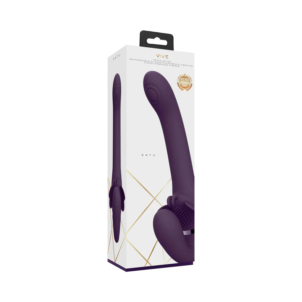 VIVE SATU Rechargeable Triple Motor Pulse-Wave Vibrating Silicone Strapless Strap-On by Shots America LLC