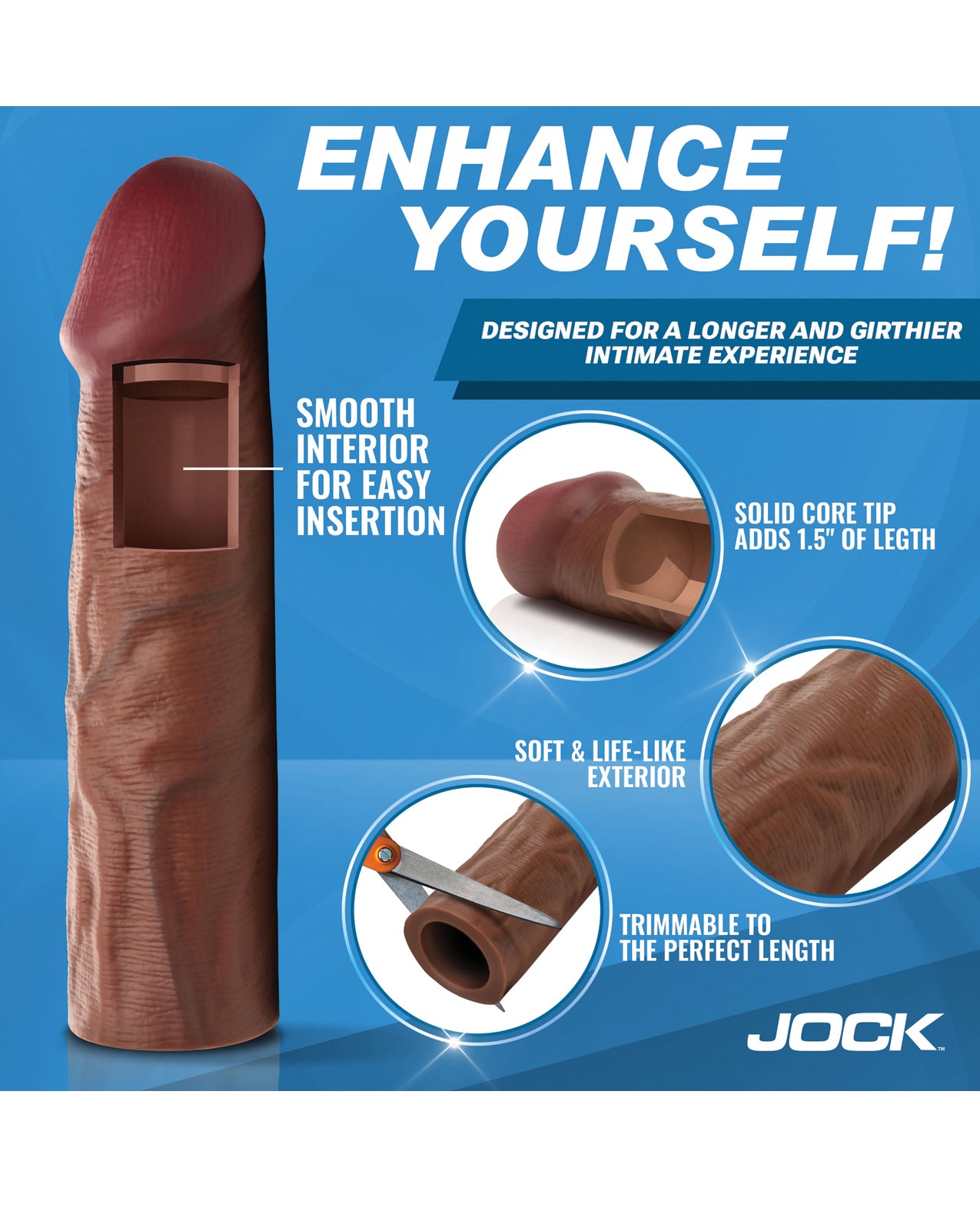 Curve Toys Jock Enhancers 1.5" Silicone Penis Extension Sleeve - Dark by Curve toys c/o xr