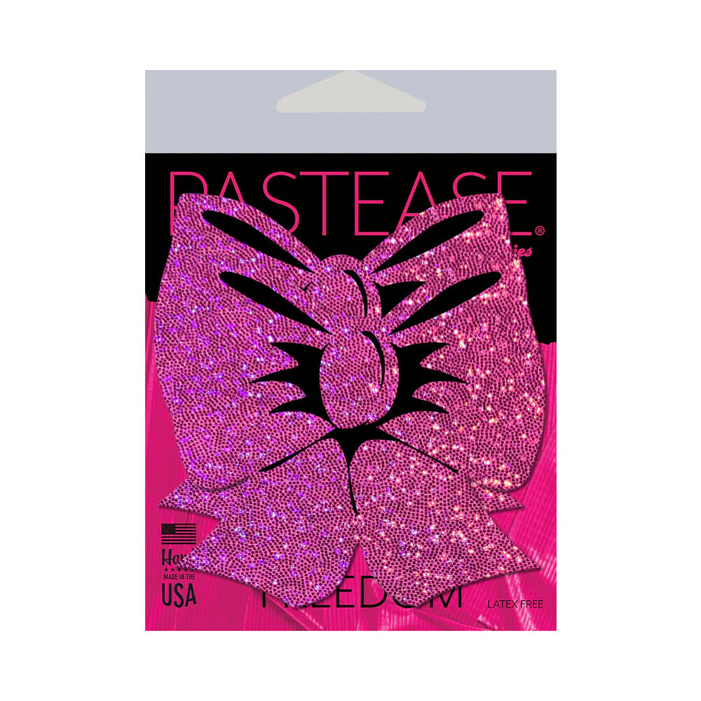 Pastease Bow: Hot Pink Glitter Bows Nipple Pasties by Pastease