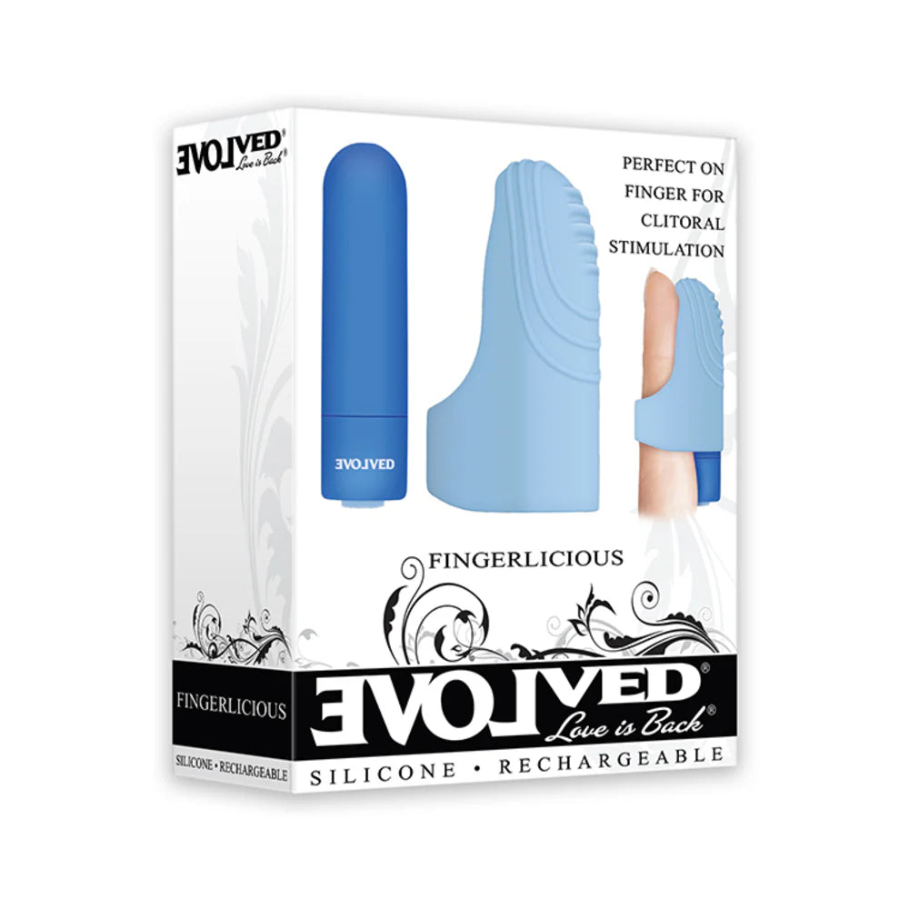 Evolved Fingerlicious Rechargeable Silicone Finger Vibrator Blue by Evolved