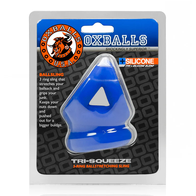 OxBalls TRI-SQUEEZE cocksling/ballstretcher, COBALT ICE by Blue Ox Designs, Oxballs