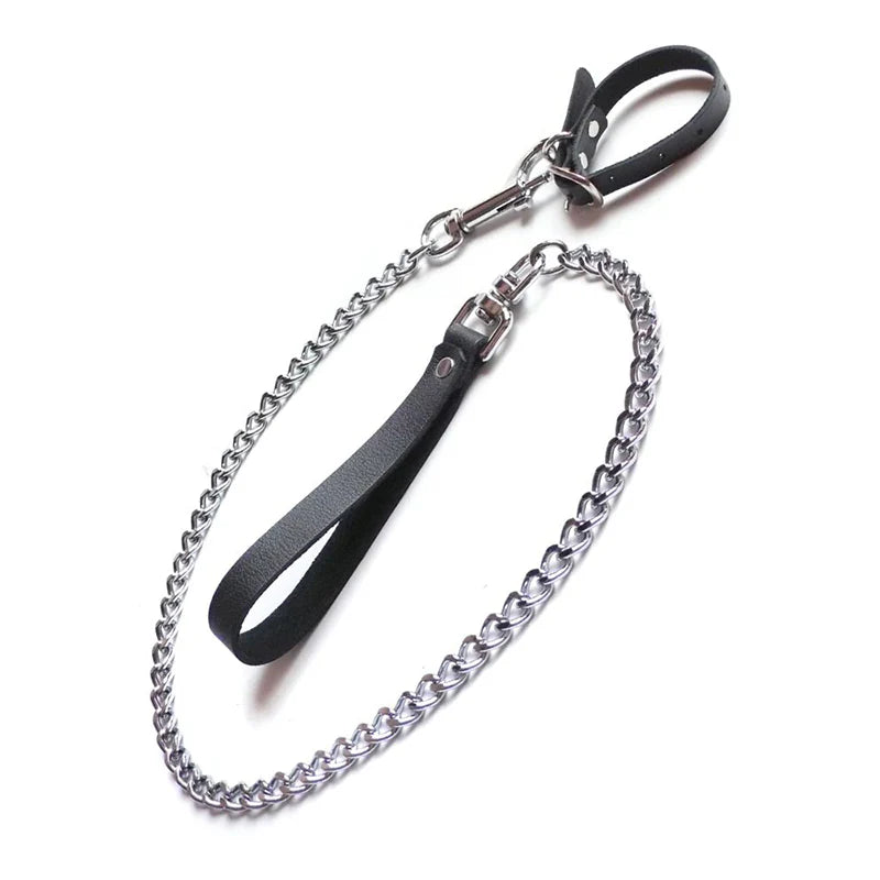 Kinklab Buckling Cock Ring and Chain Leash Set by Stockroom.com