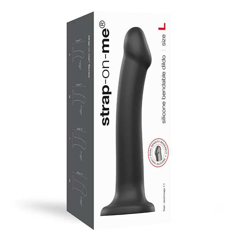 Strap-On-Me Bendable Dual-Density Silicone Dildo Black L by Lovely Planet USA