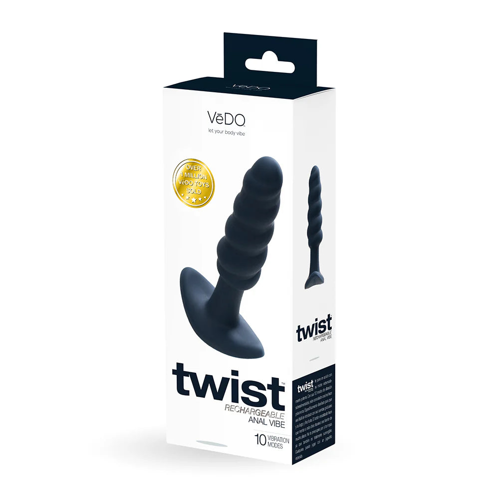 VeDO Twist Rechargeable Silicone Vibrating Anal Plug Black by Savvy Co.