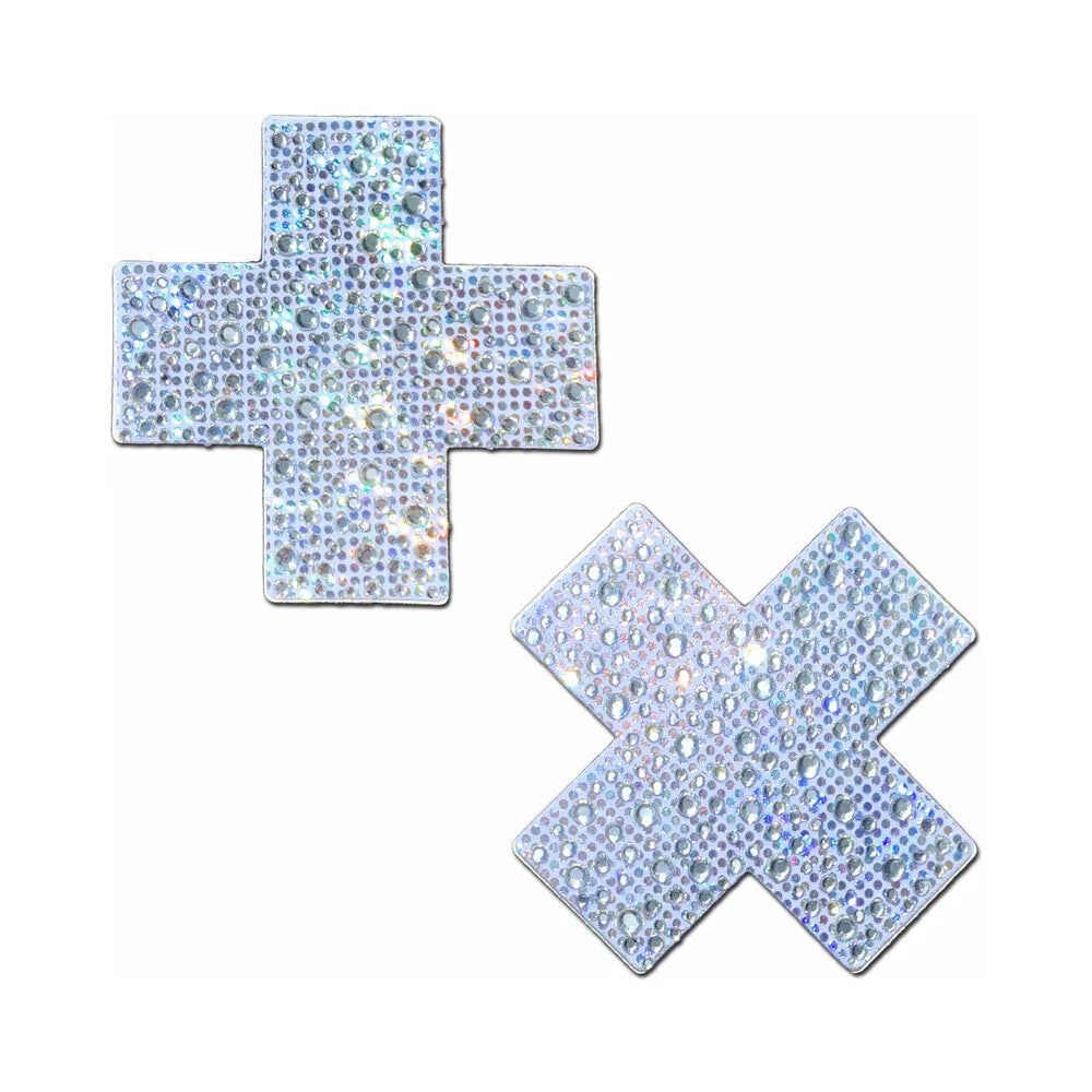 Pastease Crystal Sparkling Crosses Pasties Silver by Pastease