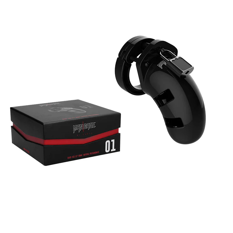 Shots ManCage Model 01 Adjustable 3.5 in. Chastity Cock Cage Black by Shots America LLC