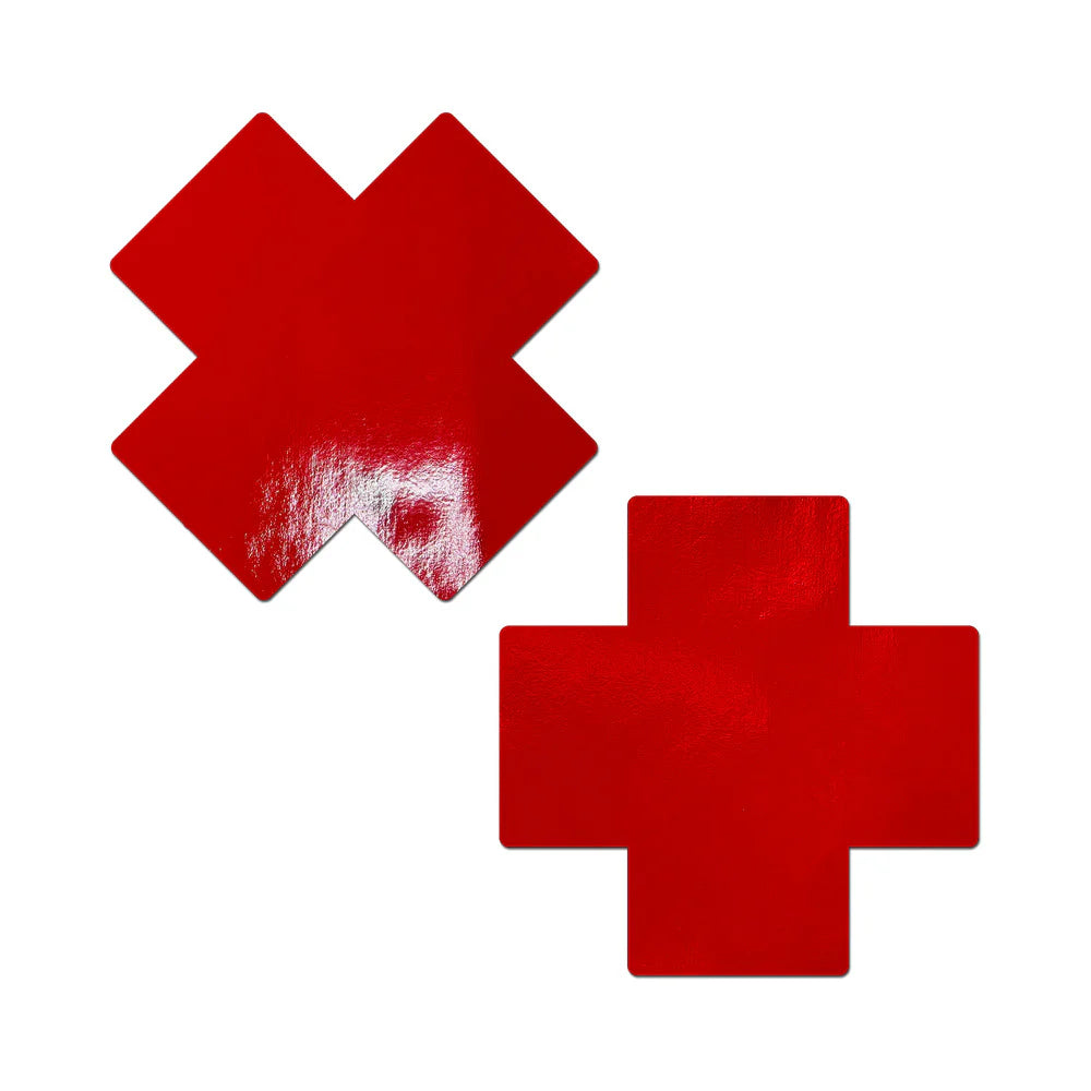 Pastease Faux Latex Pleather Vinyl Red Full Breast Covers Support Tape by Pastease