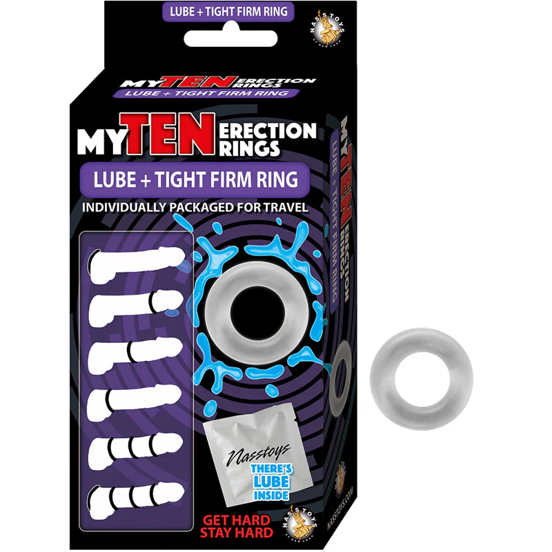 My Ten Erection Rings Tight Firm With Lube Clear by Nasstoys