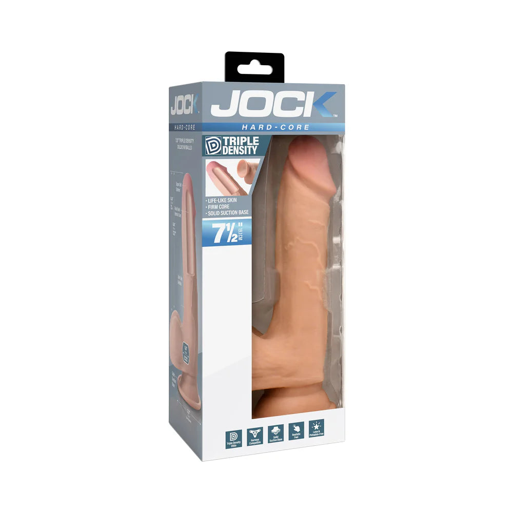 JOCK Hard-Core 7.5 in. Triple Density Dildo with Balls by XR llc DBA Curve