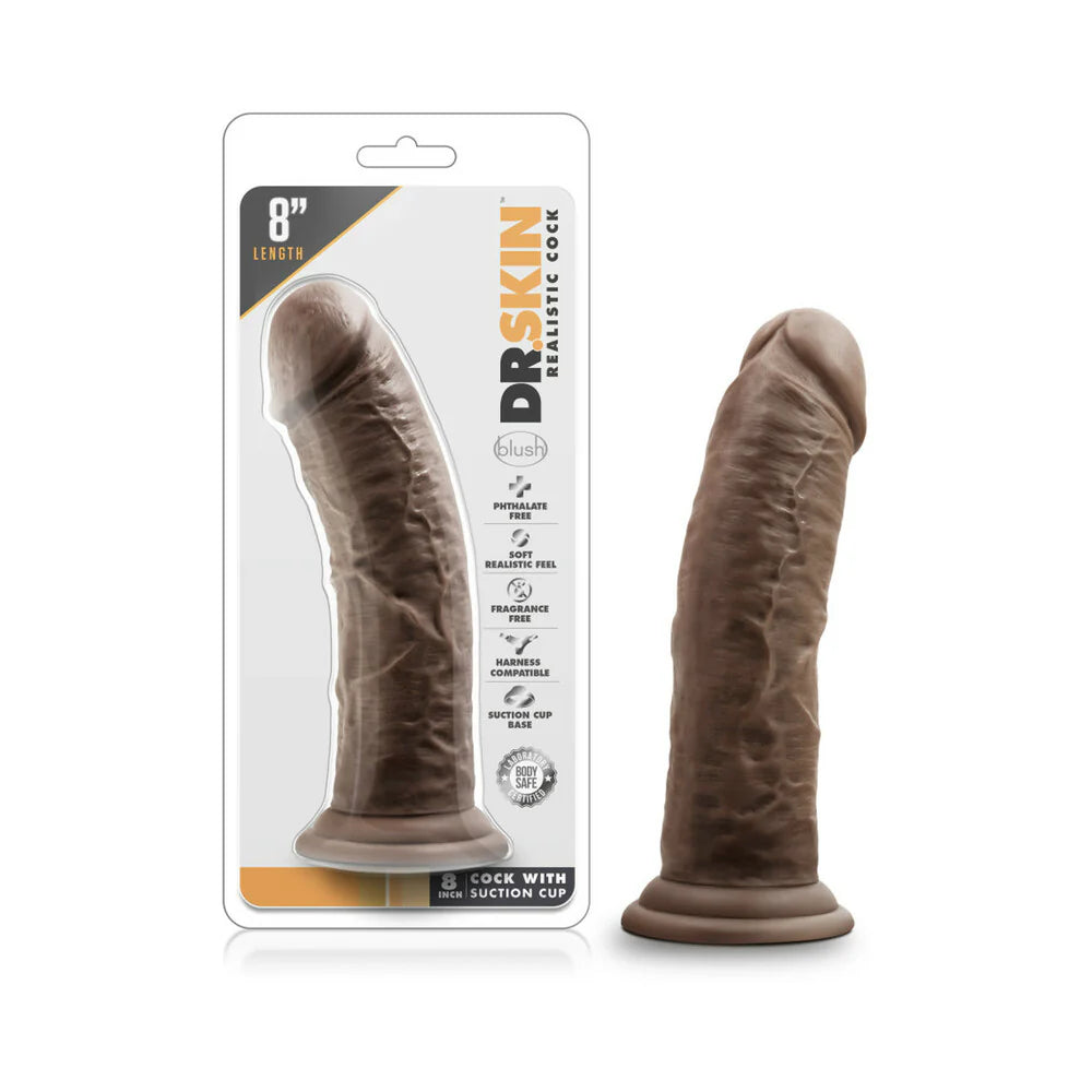 Dr. Skin Realistic 8 in. Dildo Brown by Blush