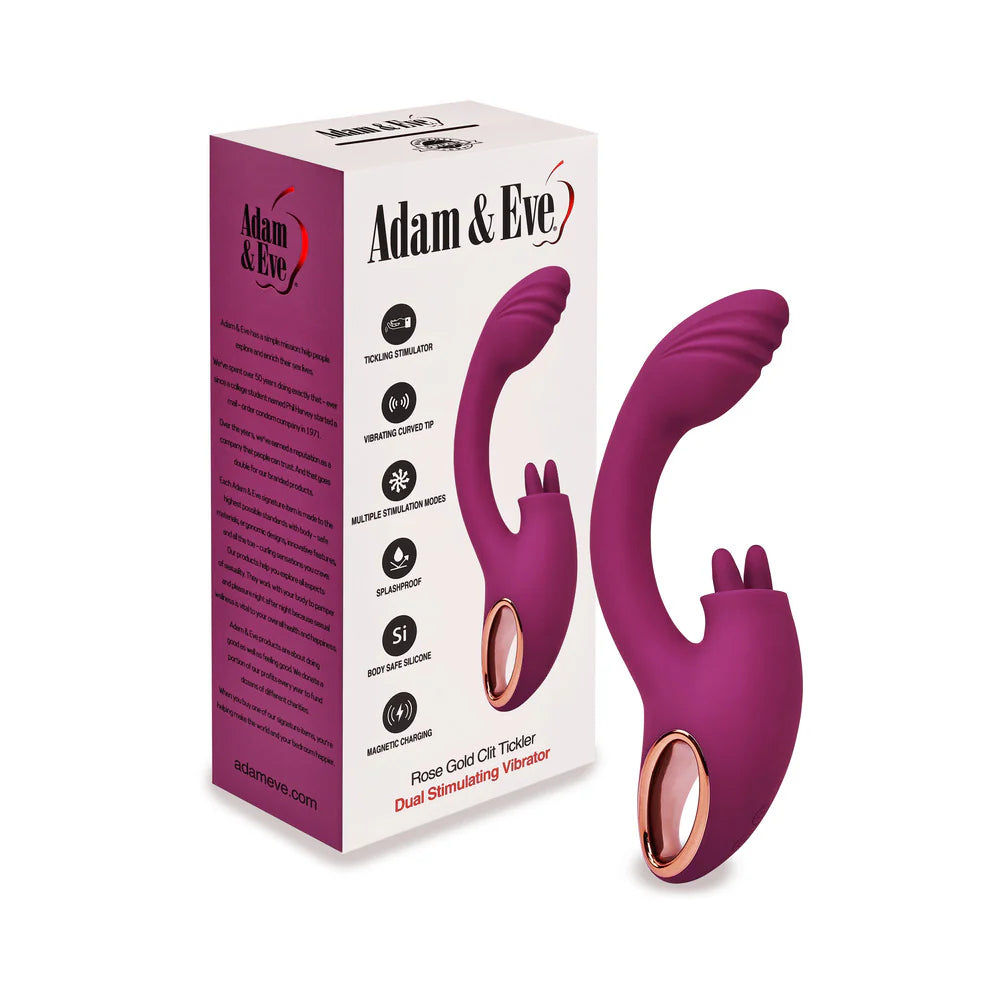 Adam & Eve Rose Gold Clit Tickler Dual Stimulating Vibrator by PHE/Adam and Eve