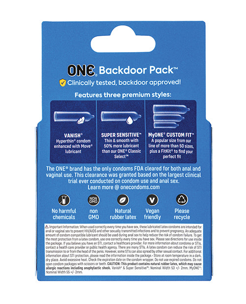 One Backdoor Pack Custom Fit Condoms - Pack of 3 by Eldorado Trading Company