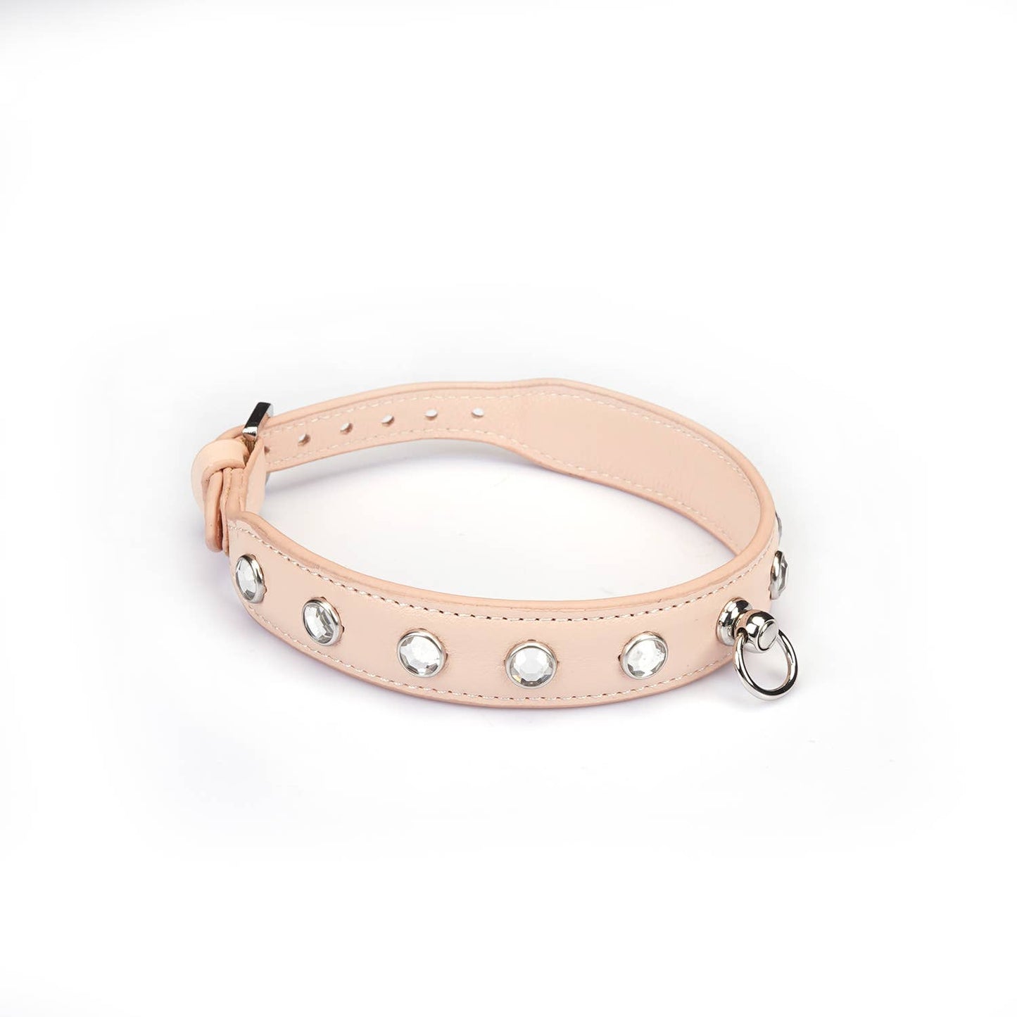 Liebe Seele Premium Leather Choker with Diamonds Pink by Liebe Seele