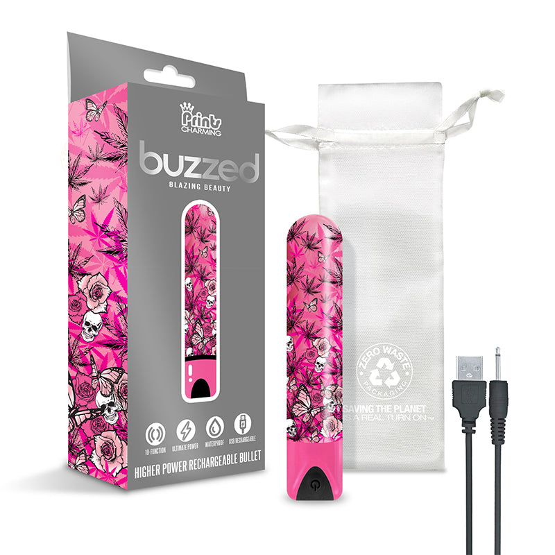 Prints Charming Buzzed Rechargeable Bullet - Blazing Beauty - Pink by Global Novelties LLC
