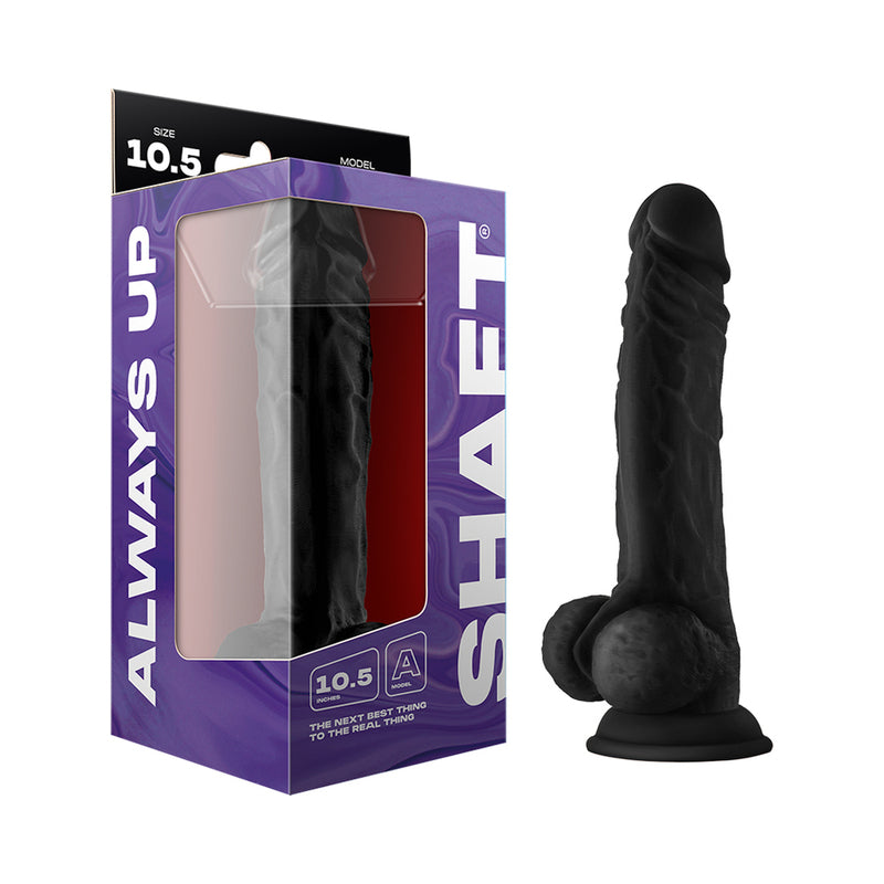 Shaft Model A 10.5 in. Liquid Silicone Dong with Balls Black by Vvole
