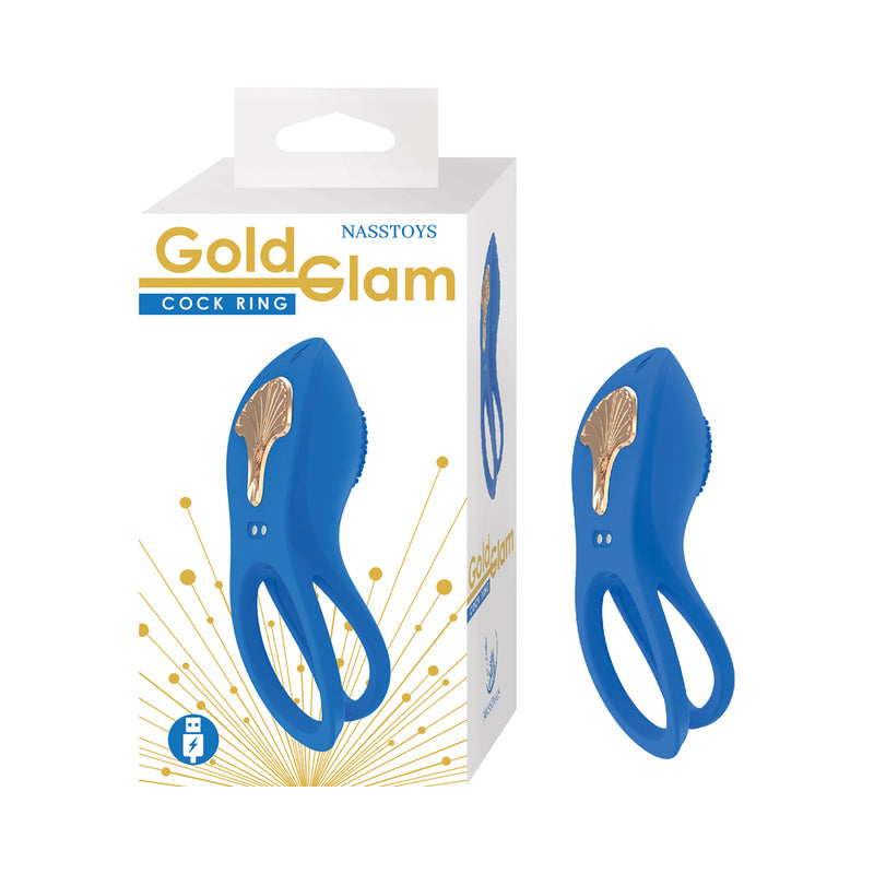 Gold Glam Cockring Blue by Nasstoys
