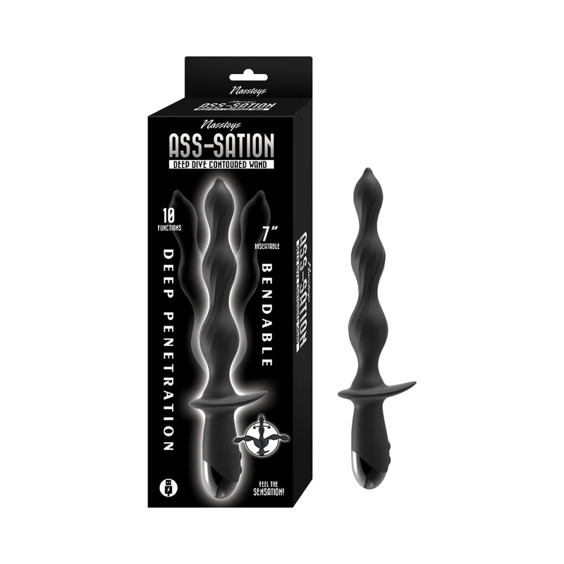Ass-Sation Deep Dive Contoured Wand Black by Nasstoys